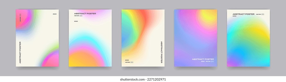 Gradient background, iridescent color gradation, vector posters. Neon colors blend mesh, translucent and fluorescent chromatic backgrounds
