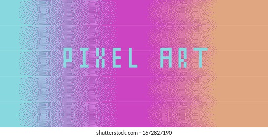 Gradient background made in pixel art style. Vaporwave retro aesthetics.