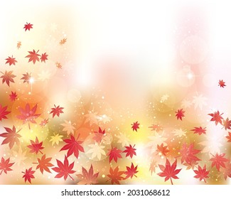 Gradient background with maple leaves dancing