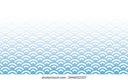 Gradient background material with Japanese pattern of light blue waves