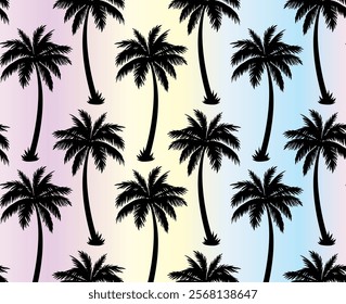Gradient background with palm tree all over seamless pattern
