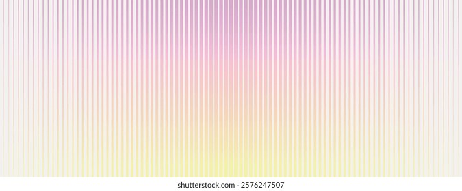 Gradient background with pastel colors, featuring vertical lines. The background blends purple and yellow, creating a soft, textured effect. Gradient patterned background vector. Pastel background.