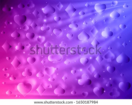 Gradient background for poker and casino. Suits of playing cards on colorful background. Design for the gaming industry. Vector illustration.