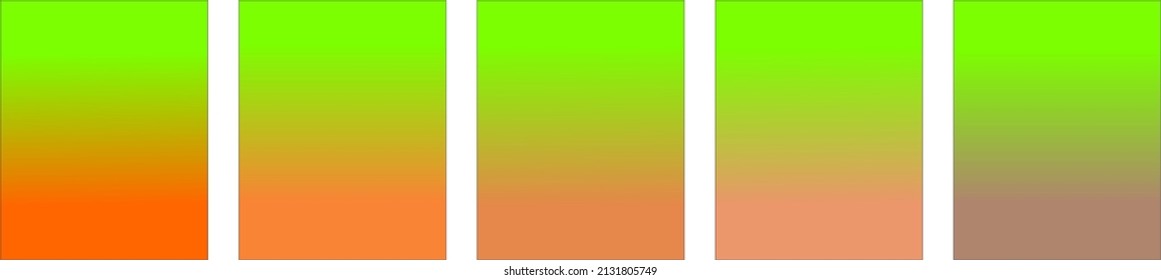 Gradient background for poster, banners, flyers, web, desktop, mobile wallpaper. Collection of green and orange gradient backgrounds. Smooth and blurry color gradient.
