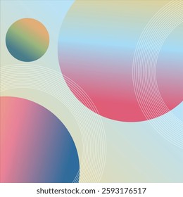 Gradient background with round and circular motifs.