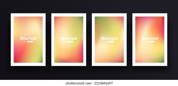 Gradient background set. Soft color. New Year and Christmas holydays. Bright colorful colors. Simple modern screen design. Red, green and yellow. Vibrant style template. Vector illustration.