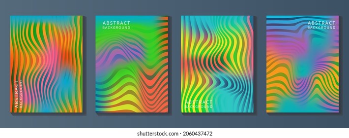 Gradient background set. Abstract cover, wall arts with colourful geometric shapes and liquid color. Website and banner.