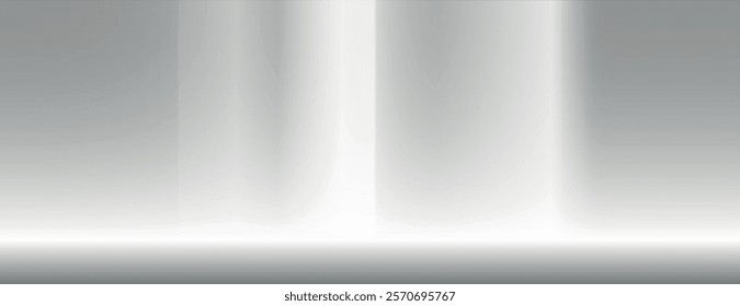 Gradient background with smooth gray tones. The background features a soft, light gray gradient, creating a serene and modern look. Gradient aesthetic background vector. Gray background.