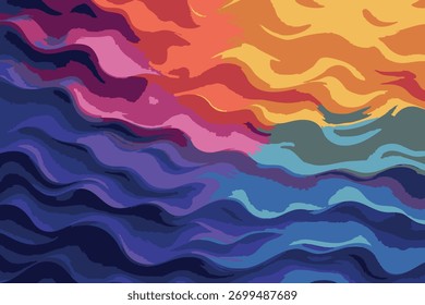 Gradient background with smooth multicolored lines. Vector image, colored background. EPS 10