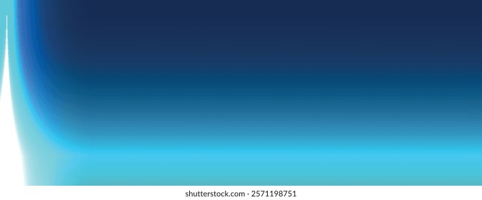 Gradient background with a smooth transition from dark blue to light blue. The blue background has a soft, glowing texture. Light leak background vector. Blue background.