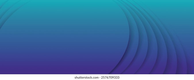 Gradient background with a smooth transition from teal to purple. The background features layered, curved lines. Teal and purple background. Abstract minimal curved layered texture background vector