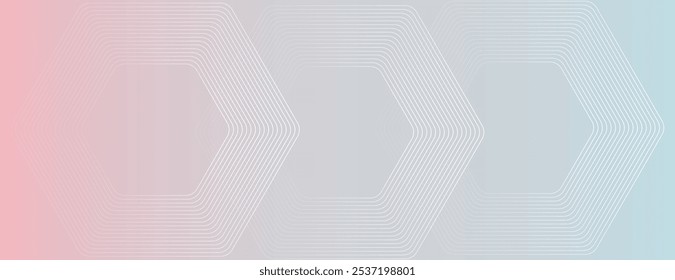 Fondo degradado con suaves tonos rosa y azul, patrones geométricos hexagonales. El fondo es suave y moderno con colores pastel. Fondo de gradiente de Vector de patrón de hexágono abstracto mínimo