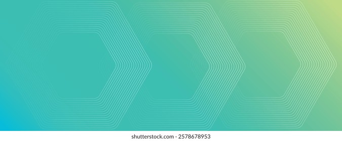 Gradient background with teal and yellow colors, featuring geometric hexagon patterns. The teal background adds a modern, textured look. Minimal abstract hexagon pattern vector gradient background 