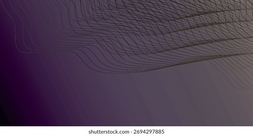 Um fundo de gradiente muda do roxo profundo para o cinza, apresentando linhas texturizadas e detalhes sutis. A composição cria uma sensação de profundidade.