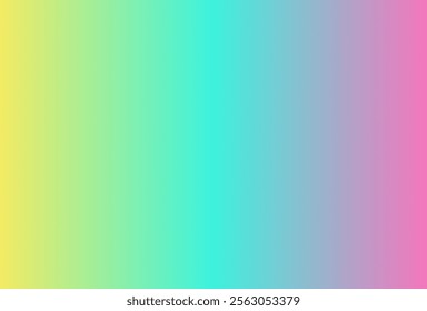 A gradient background transitions through soft shades of yellow, green, cyan, blue, purple, and pink, creating a cheerful and refreshing mood with a lively, spring-like aesthetic.