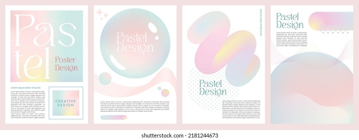 Vector de fondo degradado. Afiches de estilo depurado, formas geométricas de color pastel y color líquido. Diseño moderno de afiches para medios sociales, sitio web, banner, ofertas, panfletos, portada de libros.