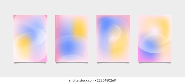 gradient background vector. Cute and minimalist style poster with colorful, geometric shapes, stars and fluid colors. Modern wallpaper design for social media, posters, banners, flyers.