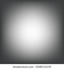 Gradient background vector. Smooth white center. Dark gray vignette. Subtle light transition.