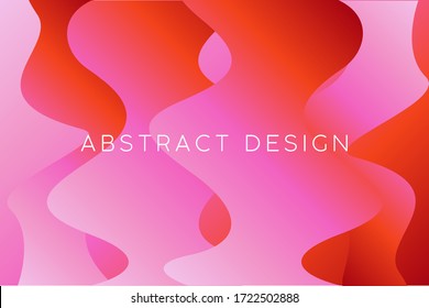 Gradient background vector template with fluid  shapes. Abstract illustration with pink, red, orange colors