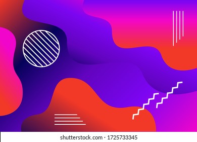 Gradient background vector template with fluid  shapes. Abstract illustration with  colors