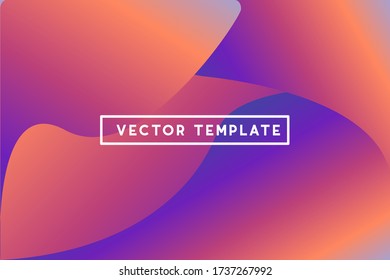 Gradient background vector template with fluid  shapes. Abstract illustration with orange, purple, red colors