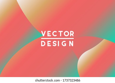 Gradient background vector template with fluid  shapes. Abstract illustration with mint, salmon, yellow colors
