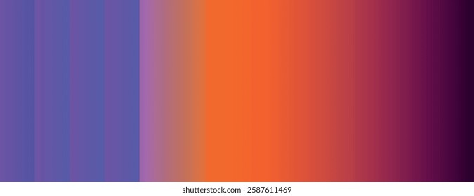 Gradient background with vibrant purple and orange hues. The background features smooth transition from purple to orange, creating a warm texture. Minimal abstract gradient graphic vector background