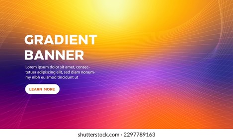 Gradient background web banner design. Abstract colorful landing page template. Wave connection graphic vector 