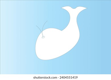 gradient background white to blue,  white whale in the ocean