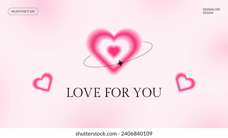 Gradient background with y2k heart. Valentine day minimalistic template. For sales and showing love to the buyer. Blurred vector illustration.