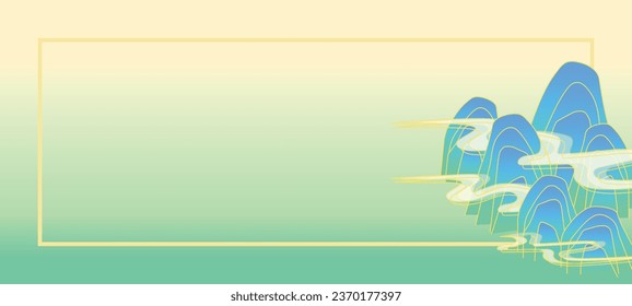 Gradient background with yellow and green Chinese pattern elements