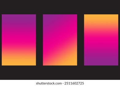 Planos de fundo de gradiente definidos. Tons rosa vibrante e laranja. Padrões abstratos verticais. Designs vetoriais modernos.