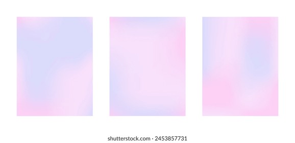 Gradient backgrounds vector set in pastel colors. Gradient wallpapers Cute and minimalist style posters, Photo frame cover with pastel colorful. Modern wallpaper design for social media, poster