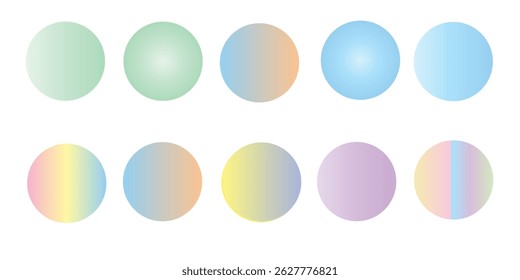 Gradient backgrounds vector set in pastel colors. Gradient wallpapers Colorful vector backgrounds for covers, wallpapers, social media, banner, business cards, branding design projects screen. vector.