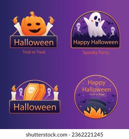 Gradiente colección de insignias halloween temporada de celebración ilustraciones vectoriales