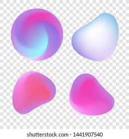 Gradient ball and abstract shapes on transparent background. Multi-colored templates for your design. Abstract elements.