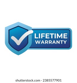 Gradient banner lifetime warranty. Lifetime Warranty label, sticker, seal, badge, icon, logo, signflat vector illustration