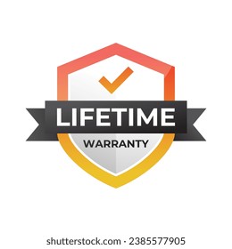 Gradient banner lifetime warranty. Lifetime Warranty label, sticker, seal, badge, icon, logo, signflat vector illustration