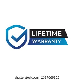 Gradient banner lifetime warranty. Lifetime Warranty label, sticker, seal, badge, icon, logo, signflat vector illustration