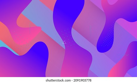 Gradient Banner. Pink Hipster Layout. Horizontal Illustration. Trendy Page. Fluid Cover. Art Futuristic Shape. Flat Landing Page. Abstract Concept. Magenta Gradient Banner