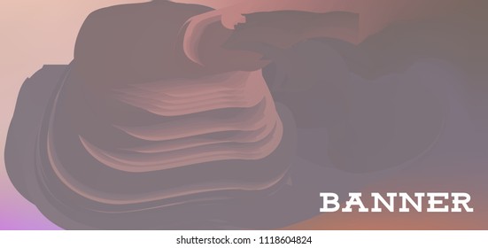 Gradient banner for social network and websites. Blank hanging mockup set. Graphic design for flyers, posters, sale announcements. Empty template. Vector illustration. Colorful horizontal banner.