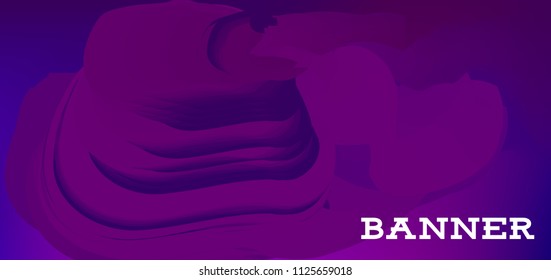 Gradient banner for social network and websites. Blank hanging mockup set. Graphic design for flyers, posters, sale announcements. Empty template. Vector illustration. Colorful horizontal banner.