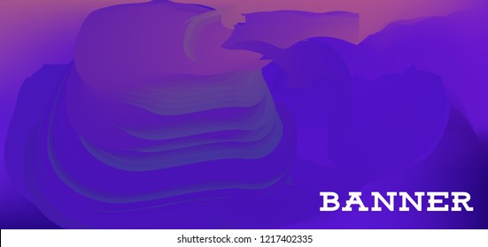 Gradient banner for social network and websites. Blank hanging mockup set. Graphic design for flyers, posters, sale announcements. Empty template. Vector illustration. Colorful horizontal banner.