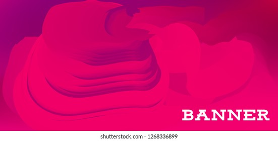 Gradient banner for social network and websites. Blank hanging mockup set. Graphic design for flyers, posters, sale announcements. Empty template. Vector illustration. Colorful horizontal banner.
