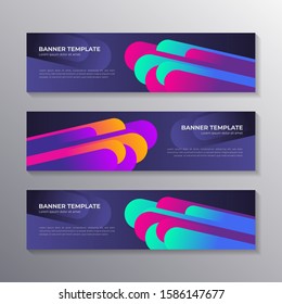 Gradient banner template modern cool shape neon glow, Applicable for Banners, Header, Footer, Advertising in vector