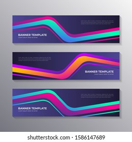 Gradient banner template modern cool shape neon glow, Applicable for Banners, Header, Footer, Advertising in vector