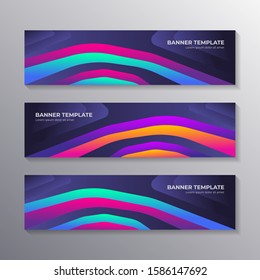 Gradient banner template modern cool shape neon glow, Applicable for Banners, Header, Footer, Advertising in vector