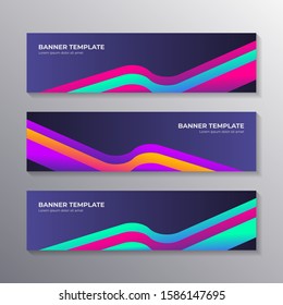 Gradient banner template modern cool shape neon glow, Applicable for Banners, Header, Footer, Advertising in vector