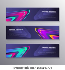 Gradient banner template modern cool shape neon glow, Applicable for Banners, Header, Footer, Advertising in vector
