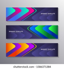 Gradient banner template, modern cool geometric shape neon glow, Applicable for web Banner, Header, Footer, Advertising in vector